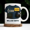 { CODE } Programmer, Laptop and Headphones - Personalized Custom Coffee Mug - OFW001_MG