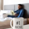 #1 Mom Ceramic Coffee Mug, World's Best Mother Gift for Mom, Mothers Day Birthday Christmas Gift from Daughter Son Kids
