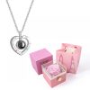 100 Languages I Love You Necklace with Rotating Rose