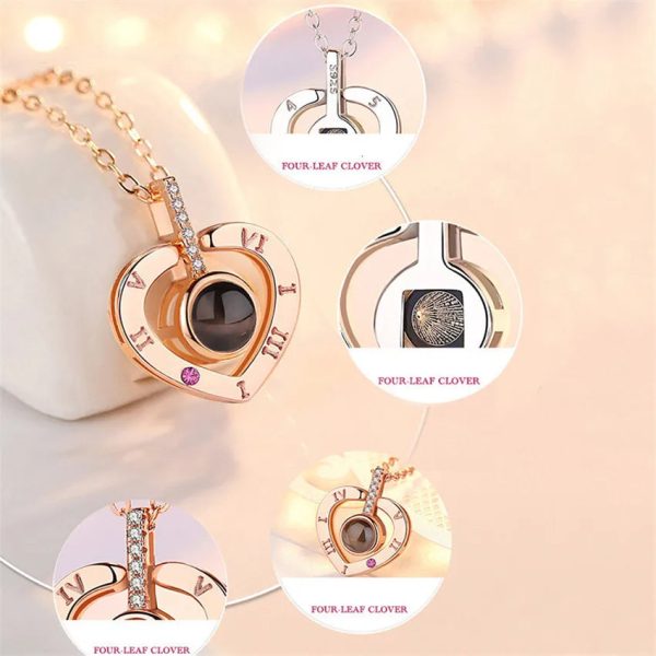 100 Languages I Love You Necklace with Rotating Rose