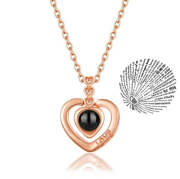 100 Languages Love Projection Heart Necklace