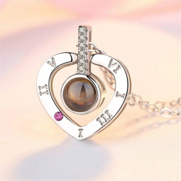 100 Languages Love Projection Heart Necklace