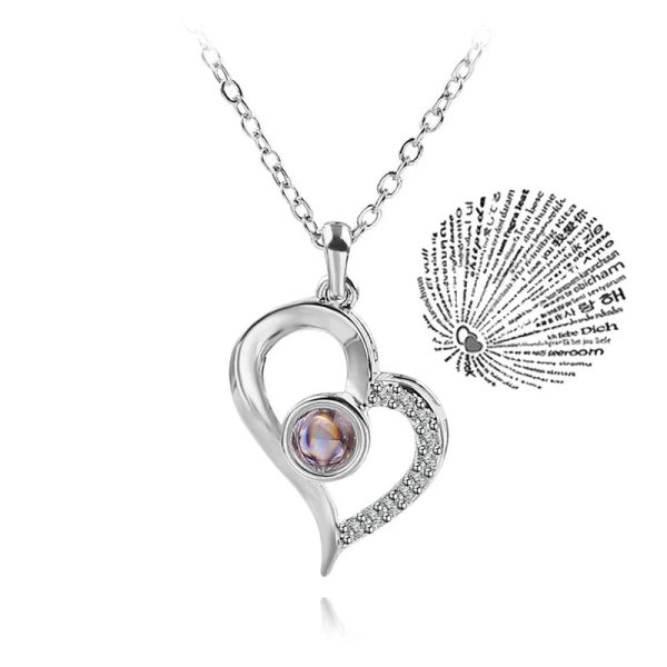 100 Languages Love Projection Heart Necklace