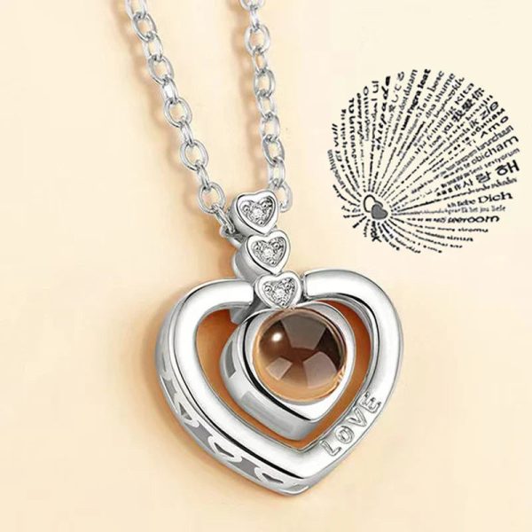 100 Languages Love Projection Heart Necklace