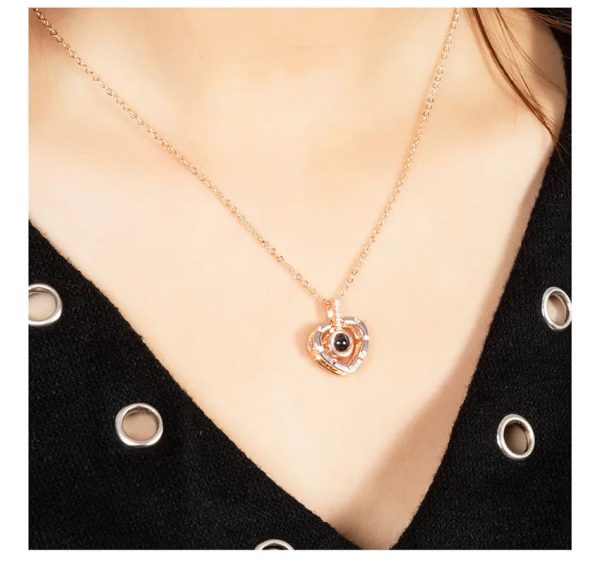 100 Languages Love Projection Heart Necklace