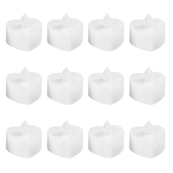 12pcs Heart Shaped Flameless LED Tealight Candles