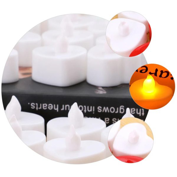 12pcs Heart Shaped Flameless LED Tealight Candles
