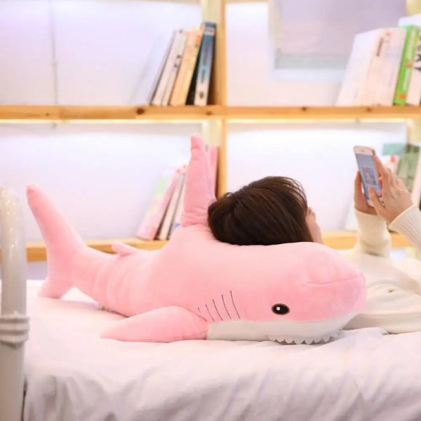 140cm Giant Shark Plush Toy – Soft Stuffed Animal Pillow for Kids