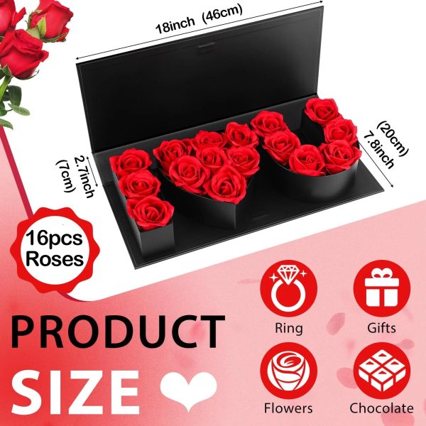 16Pcs Forever Roses in Heart Box – Valentine’s Gift for Her