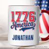 1776 America Vintage Personalized Mug, Patriotic Retro USA Freedom 4th of July Gift with Custom Name