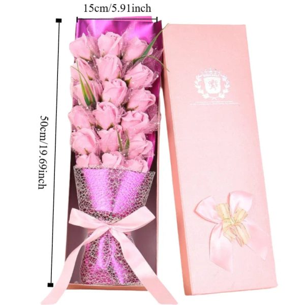 18PCS Soap Flower Bouquet with Gift Box for Her
