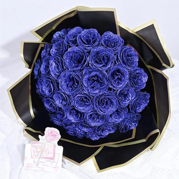 24-Piece Artificial Roses with Golden Butterflies – DIY Home and Wedding Decoration