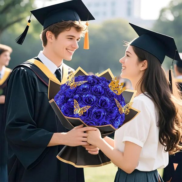 24-Piece Artificial Roses with Golden Butterflies – DIY Home and Wedding Decoration