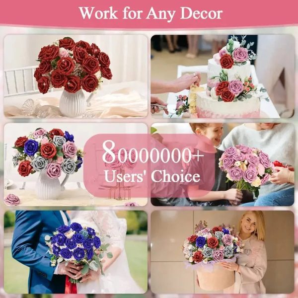 24-Piece Artificial Roses with Golden Butterflies – DIY Home and Wedding Decoration