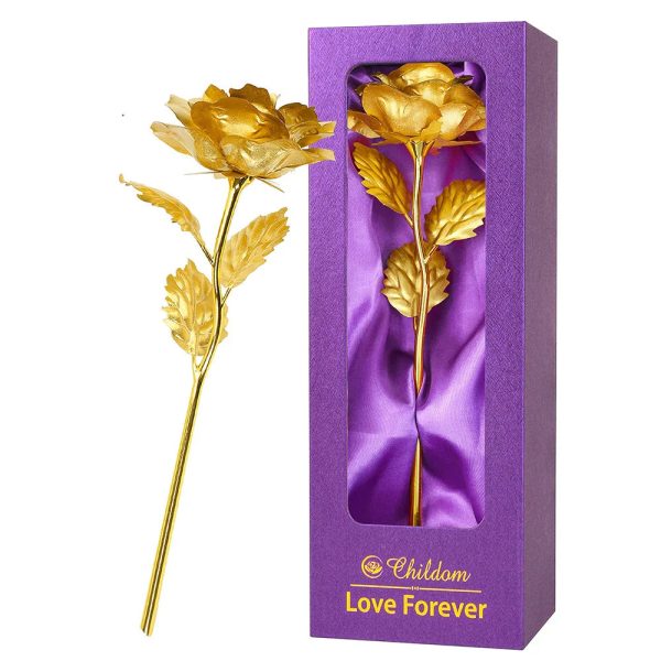 24K Gold Foil Rose Artificial Flower for Valentine’s Day and Special Occasions