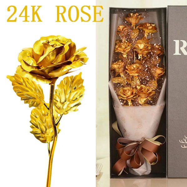 24K Gold Foil Rose Artificial Flower for Valentine’s Day and Special Occasions