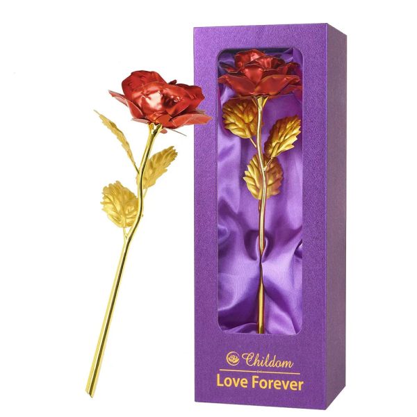 24K Gold Foil Rose Artificial Flower for Valentine’s Day and Special Occasions