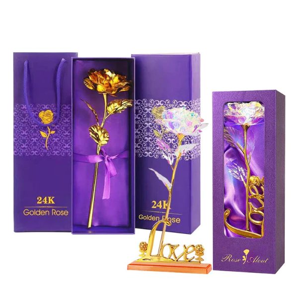 24K Gold Foil Rose Artificial Flower for Valentine’s Day and Special Occasions