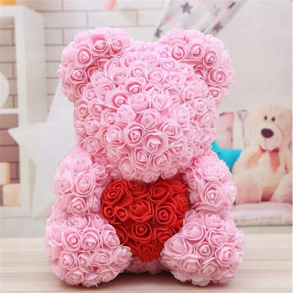 25-40cm Rose Teddy Bear – Handmade Flower Bear Gift for Valentine’s Day or Birthday