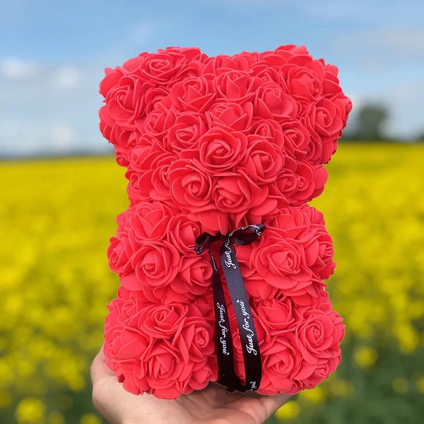 25 cm Rose Teddy Bear Artificial Foam Flower Gift