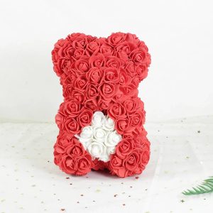 25 cm Rose Teddy Bear Artificial Foam Flower Gift