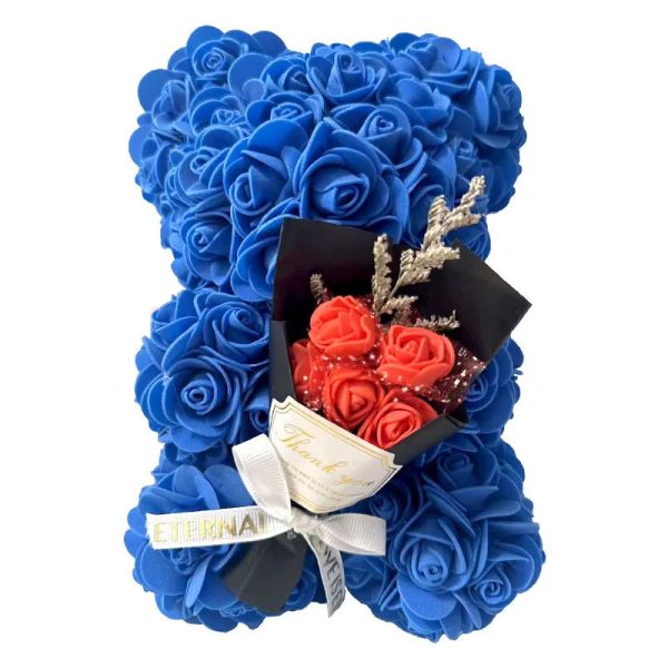 25cm Artificial Rose Bear with Gift Box