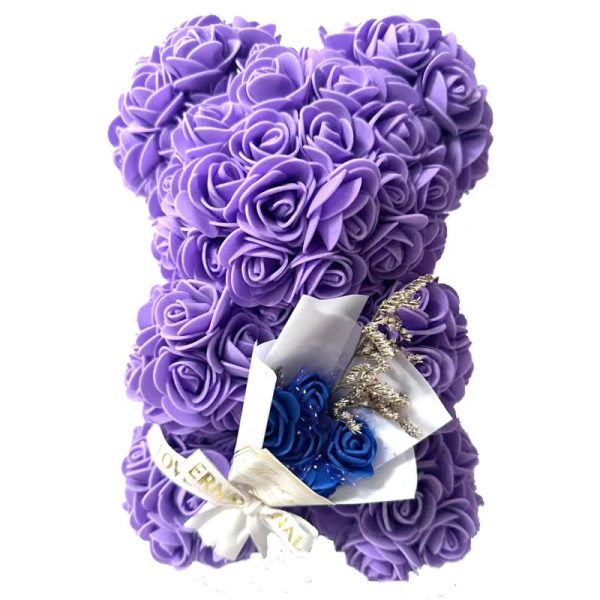 25cm Artificial Rose Bear with Gift Box