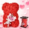 25cm Artificial Rose Bear with Gift Box