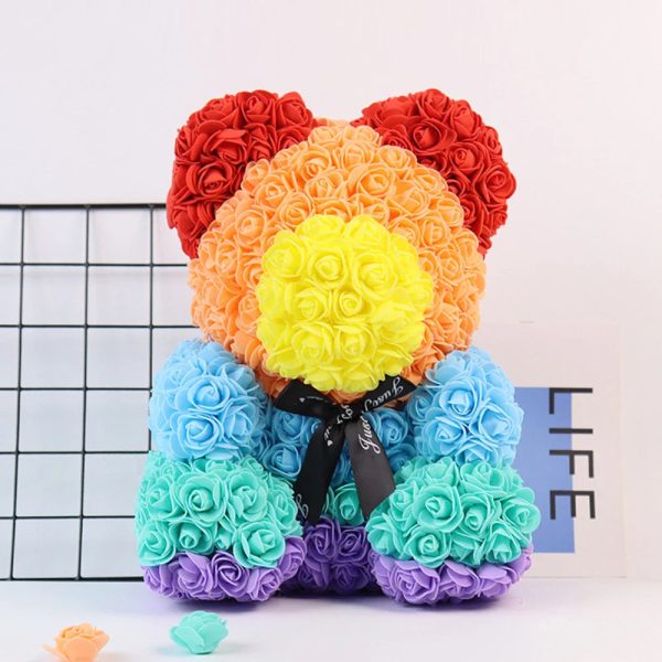 25cm Artificial Rose Teddy Bear with Decorative Light