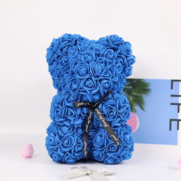 25cm Artificial Rose Teddy Bear with Decorative Light