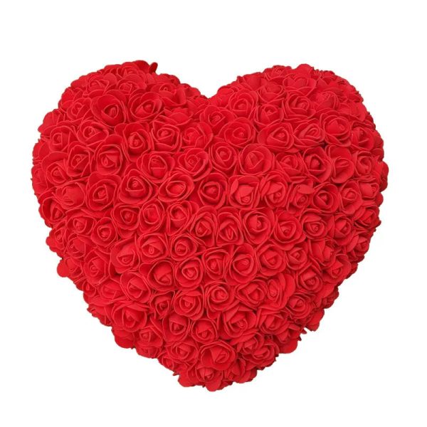25cm Heart-Shaped Artificial Rose Bouquet for Valentine's Day, Wedding, and Home Decoration