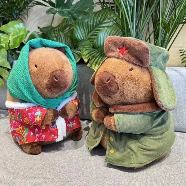 25cm Kapibara Plush Toy with Jacket Soft Stuffed Animal Doll for Gifts