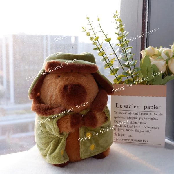 25cm Kapibara Plush Toy with Jacket Soft Stuffed Animal Doll for Gifts