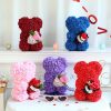 25cm Teddy Rose Bear with Lighted Box Artificial Flower Gift for Valentine's Day and Special Occasions