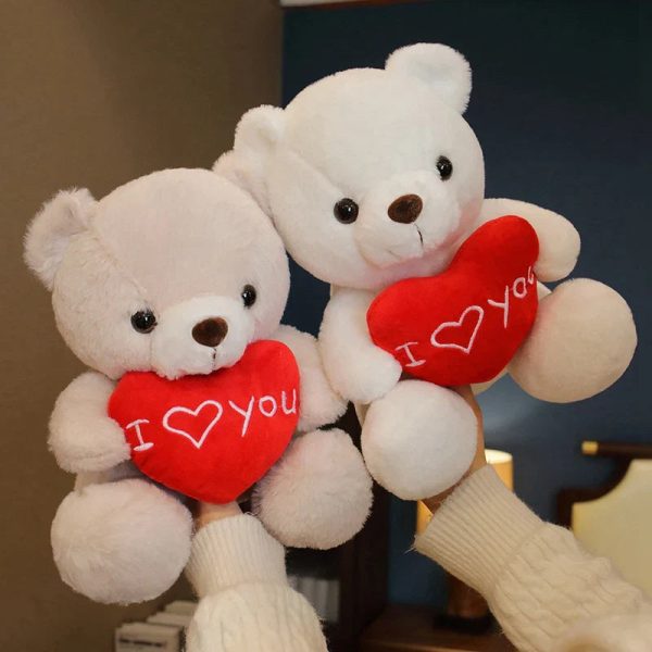28CM Teddy Bear Plush Toy Holding Heart I Love You