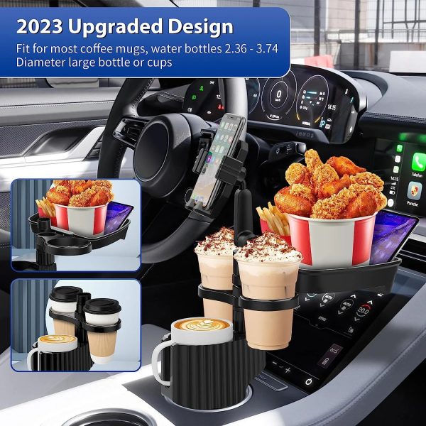 3 In 1 Adjustable Car Cup Tray With Phone Holder