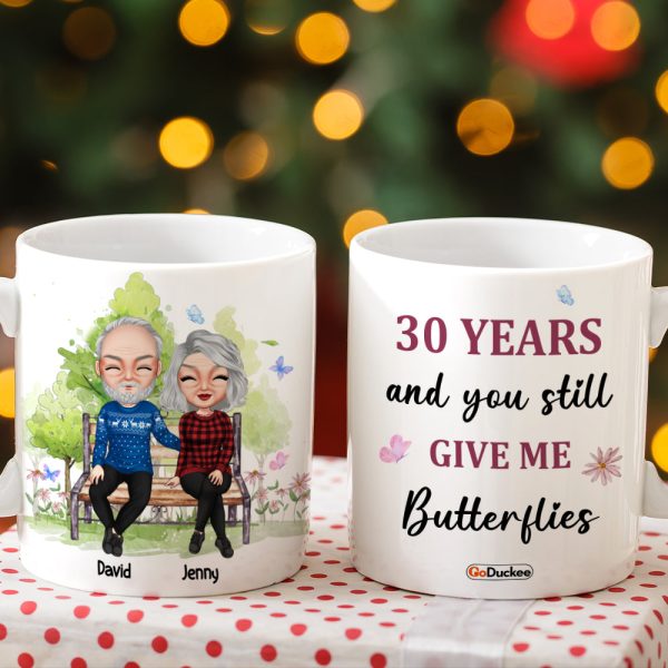 30 Years And You Still Give Me Butterflies Personalized Couple Mug, Gift For Couple