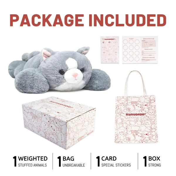 3.3lbs Weighted Cat Plush Pillow for Comfort and Relaxation