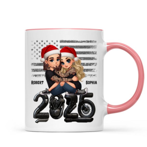 3D Effect Biker Couple Christmas - Personalized Mug - Gift For Bikers, Gift For Him, For Her