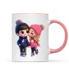 3D Effect Cute Cartoon Couple Walking Personalized Mug, Perfect Valentine'Day Gift for him, Gift for her