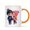 3D Effect Cute Cartoon Couple Walking Personalized Mug, Perfect Valentine'Day Gift for him, Gift for her
