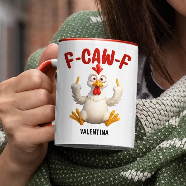 3D Effect Funny Chicken F-CAW-F My Work Vocabulary - Personalized Accent Mug