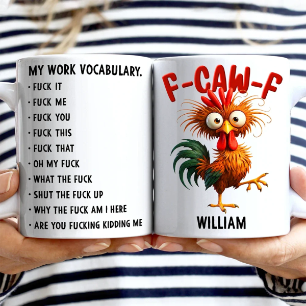 3D Effect Funny Chicken F-CAW-F My Work Vocabulary - Personalized Mug