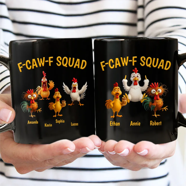 3D Effect Funny Chickens F-CAW-F Squad - Personalized Mug