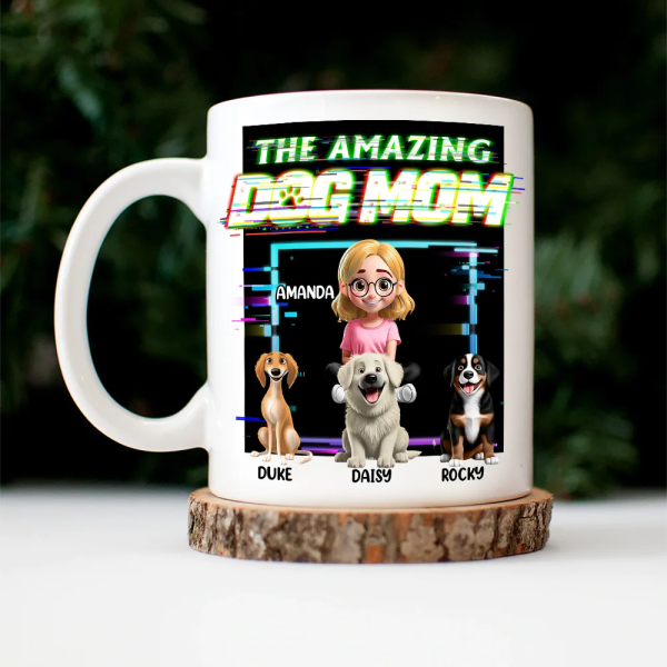 3D Effect Glitch Signal The Amazing Dog Dad - Personalized Mug