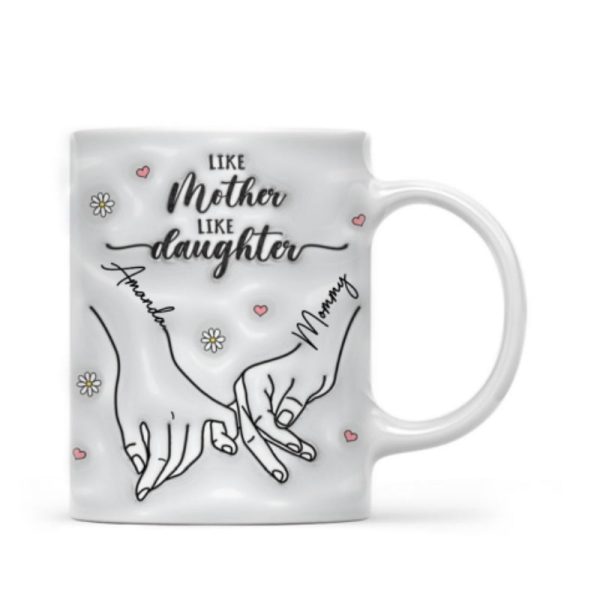 3D Inflated Like Mother Like Daughter Holding Hands Personalized Mug