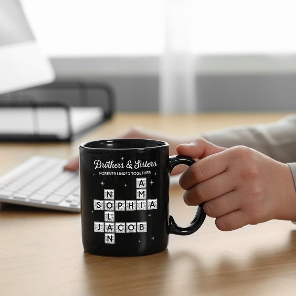 3D Shining Effect Brothers Sisters Crossword Puzzle Art - Personalized Mug - Christmas Gift For Siblings, Brothers, Sisters