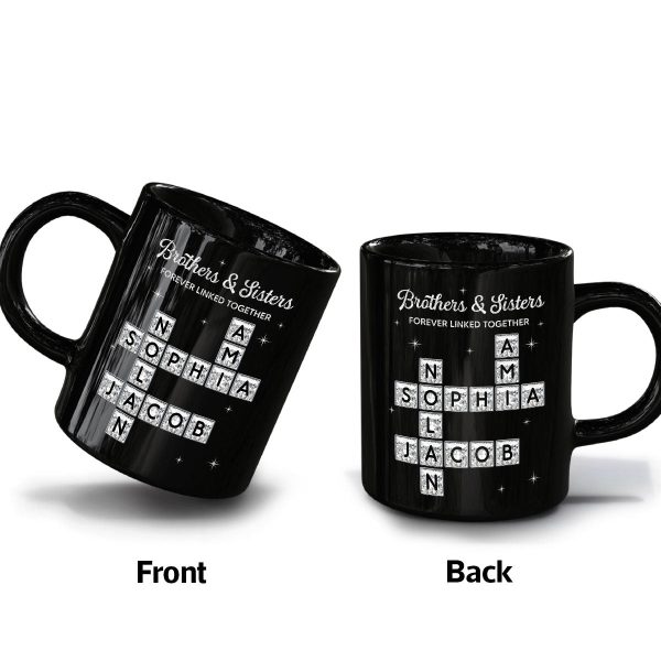 3D Shining Effect Brothers Sisters Crossword Puzzle Art - Personalized Mug - Christmas Gift For Siblings, Brothers, Sisters