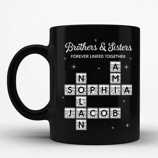 3D Shining Effect Brothers Sisters Crossword Puzzle Art - Personalized Mug - Christmas Gift For Siblings, Brothers, Sisters