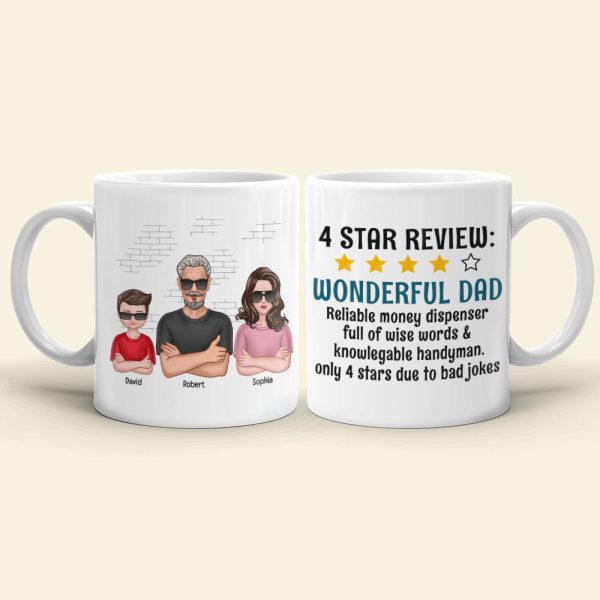 4 Star Review Wonderful Dad-Personalized Coffee Mug- Gift For Dad- Dad Coffee Mug